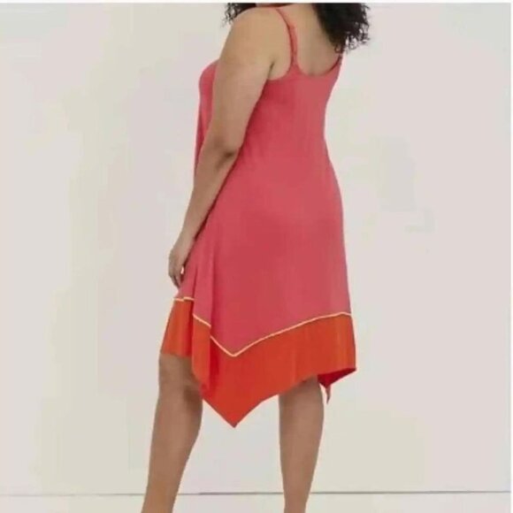 Torrid Womens Plus Size 3X Shark Bite Trapeze Jersey Sundress Pink Orange NEW - Picture 2 of 14